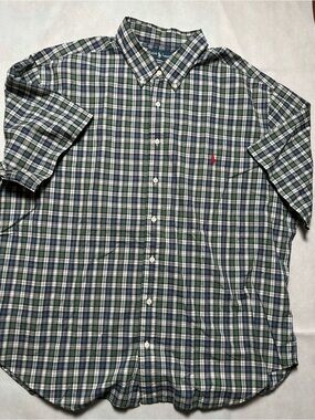 Ralph Lauren plaid button up short sleeve shirt, size 2XB